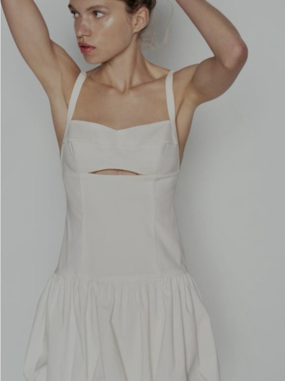 Zara White Balloon Mini Dress